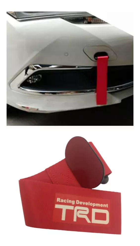 CINTA CORREA REMOLQUE ARRASTRE TOW STRAP TRD ROJO ADHESIVA - 1