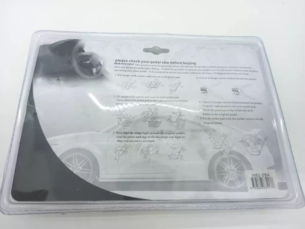 SET CUBRE PEDALES AUTO 3 PIEZA ALUMINIO GOMA NEGRO CON GRIS - 2