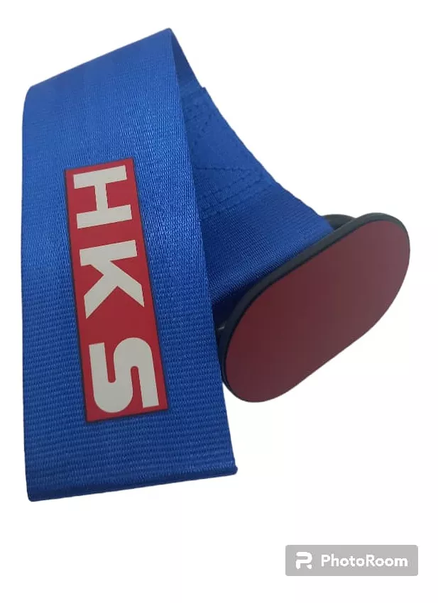CINTA CORREA REMOLQUE ARRASTRE TOW STRAP HKS AZUL ADHESIVA - 1