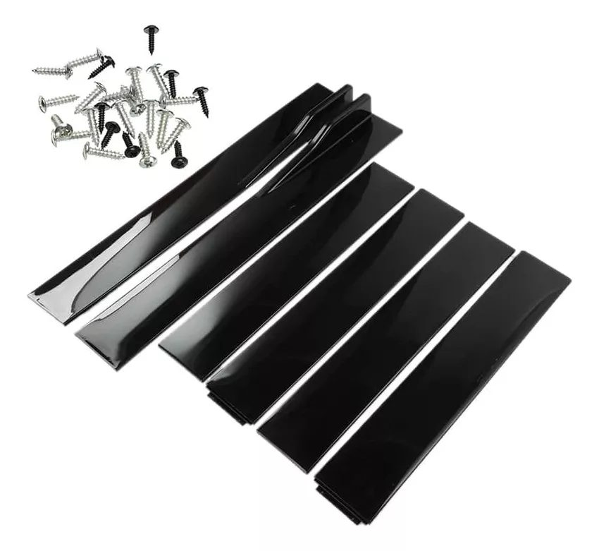 FALDON LATERAL 6 PIEZ DIFUSOR UNIVERSAL AUTO NEGRO BRILLANTE - 1