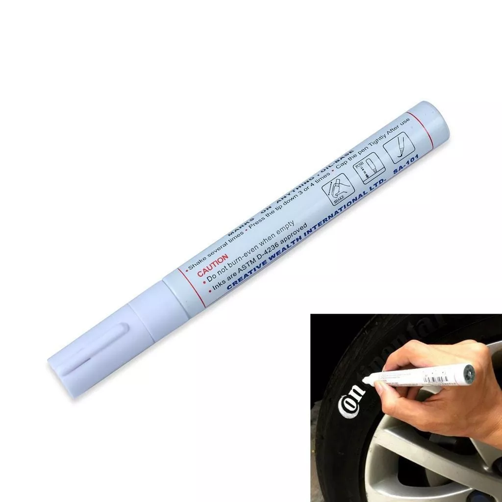 PLUMÓN LÁPIZ MARCADOR BLANCO PARA PINTAR LLANTAS AUTO MOTO - 1