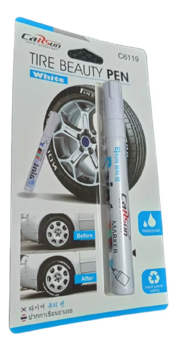 PLUMÓN LÁPIZ MARCADOR BLANCO PARA PINTAR LLANTAS AUTO MOTO - 2