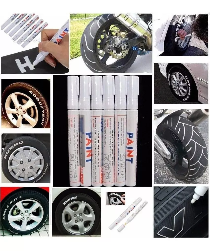 PLUMÓN LÁPIZ MARCADOR BLANCO PARA PINTAR LLANTAS AUTO MOTO - 3