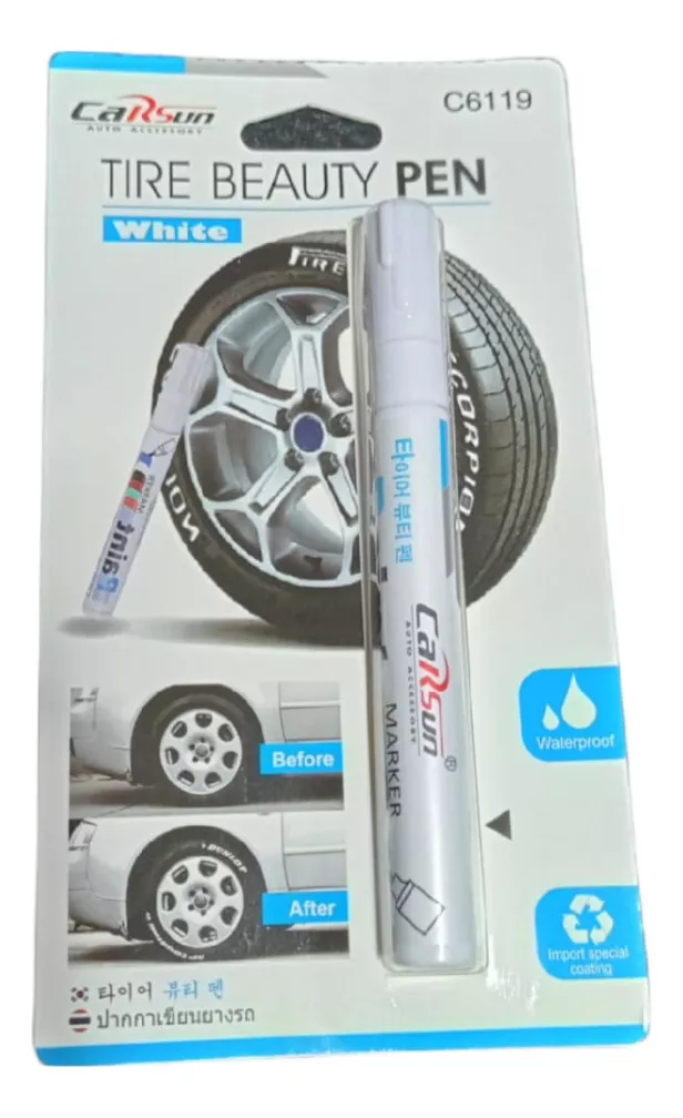 PLUMÓN LÁPIZ MARCADOR BLANCO PARA PINTAR LLANTAS AUTO MOTO - 4