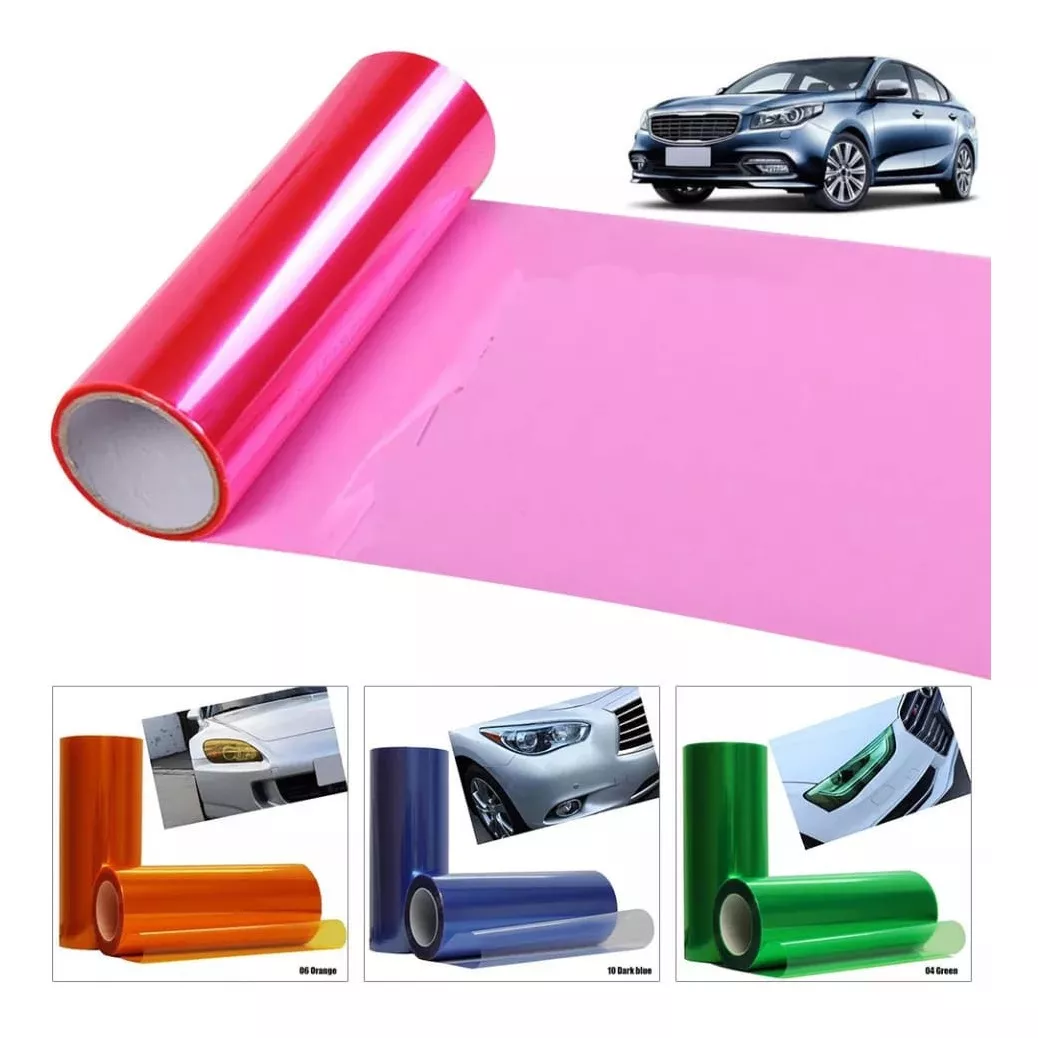 VINILO ADHESIVO ROSADO PROTECTOR FOCO AUTO 1MTR X 30CM - 3