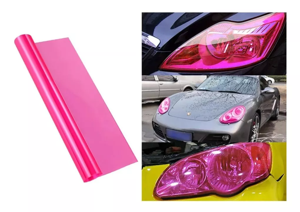 VINILO ADHESIVO ROSADO PROTECTOR FOCO AUTO 1MTR X 30CM - 5