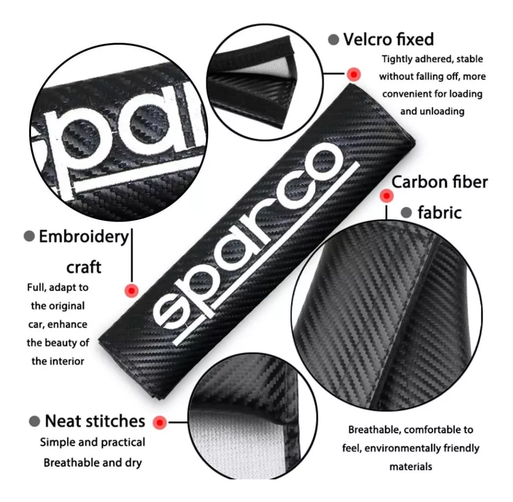 CUBRE CINTURÓN SEGURIDAD AUTO ALMOHADILLA SPARCO LETRA BLANC - 4