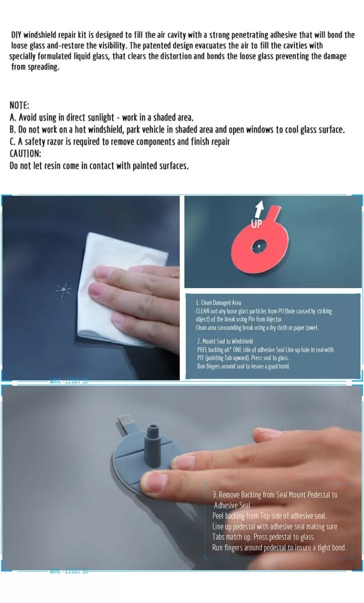 KIT HERRAMIENTA REPARACIÓN VIDRIOS PARABRISA AUTO GRIETAS - 5