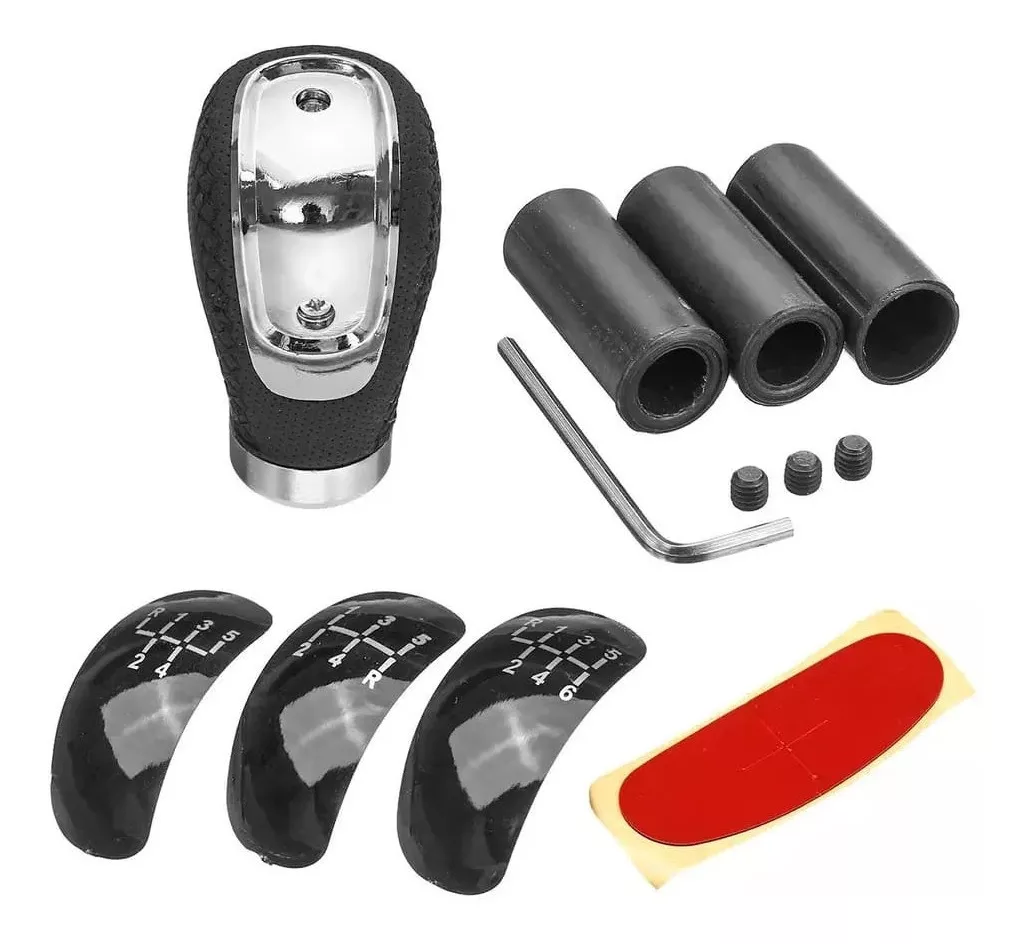 POMO PERILLA PALANCA CAMBIO ECO CUERO NEGRO 5 Ó 6 VELOCIDADE - 1