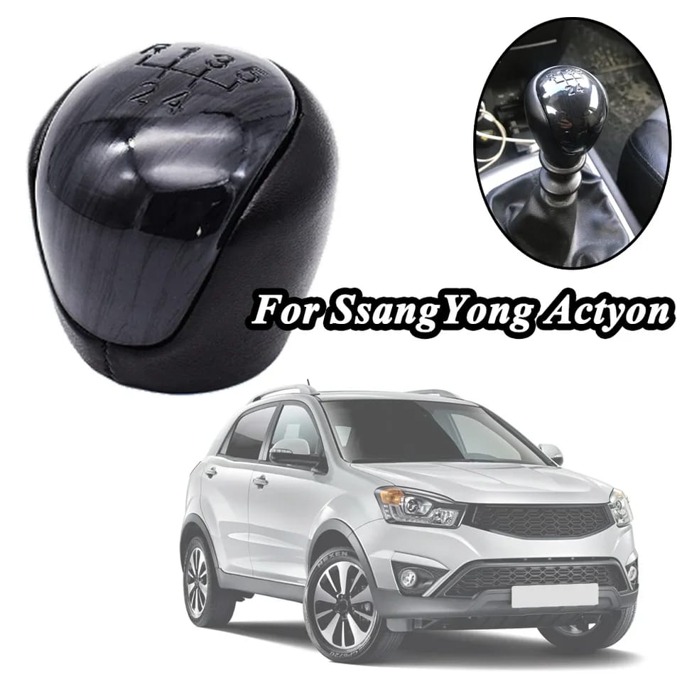 POMO PALANCA DE CAMBIOS 5 VELOCIDADES DE CUERO COMPATIBLE CON AUTOS CON SEGURO PARA REVERSA (COMPARA - 2
