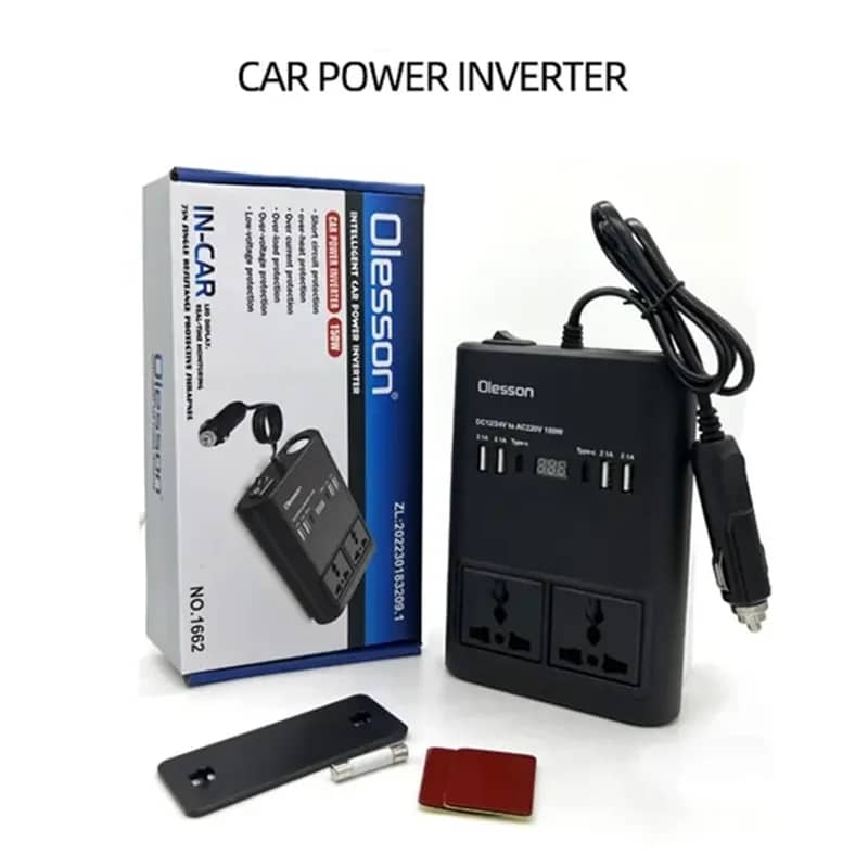 INVERSOR DE CORRIENTE PARA AUTOS DE 12V A 220V ENCENDEDOR CON 4 PUERTOS USB + TIPO C - 2