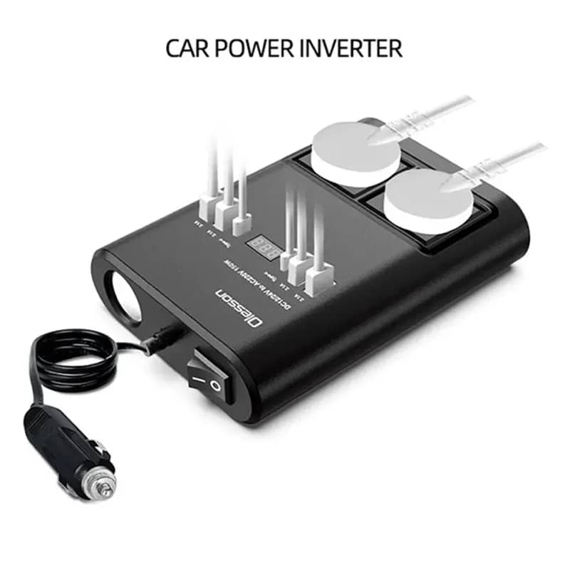 INVERSOR DE CORRIENTE PARA AUTOS DE 12V A 220V ENCENDEDOR CON 4 PUERTOS USB + TIPO C - 4
