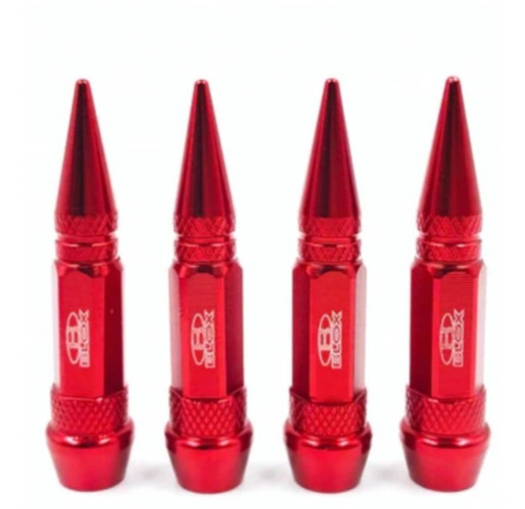 SET 4 TAPAS DE VÁLVULAS UNIVERSAL TUNNING PARA AUTOS MOTOS Y BICICLETAS 60MM COLOR ROJO - 1