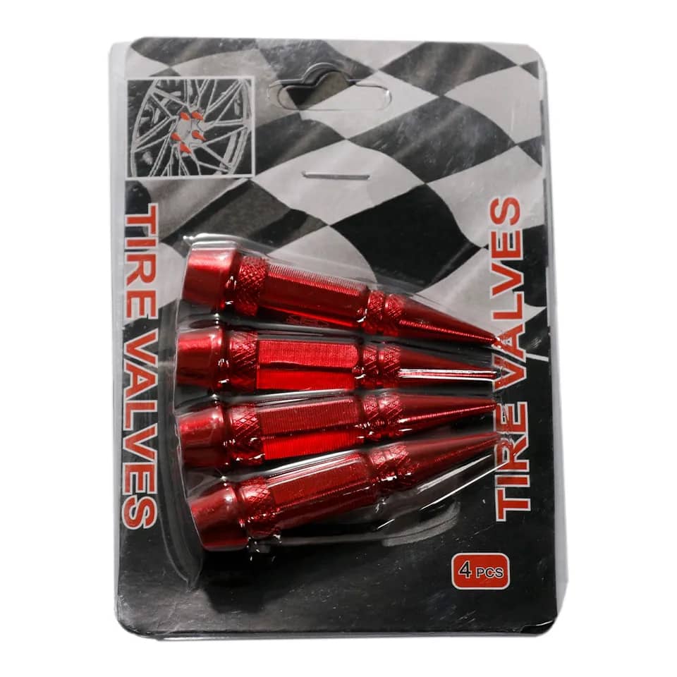 SET 4 TAPAS DE VÁLVULAS UNIVERSAL TUNNING PARA AUTOS MOTOS Y BICICLETAS 60MM COLOR ROJO - 2
