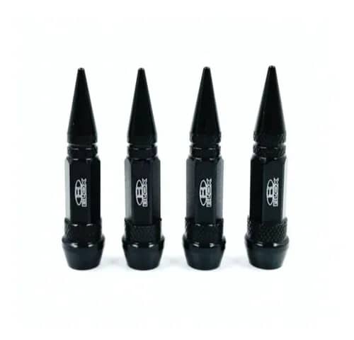 SET 4 TAPAS DE VÁLVULAS UNIVERSAL TUNNING PARA AUTOS MOTOS Y BICICLETAS 60MM COLOR NEGRO - 1