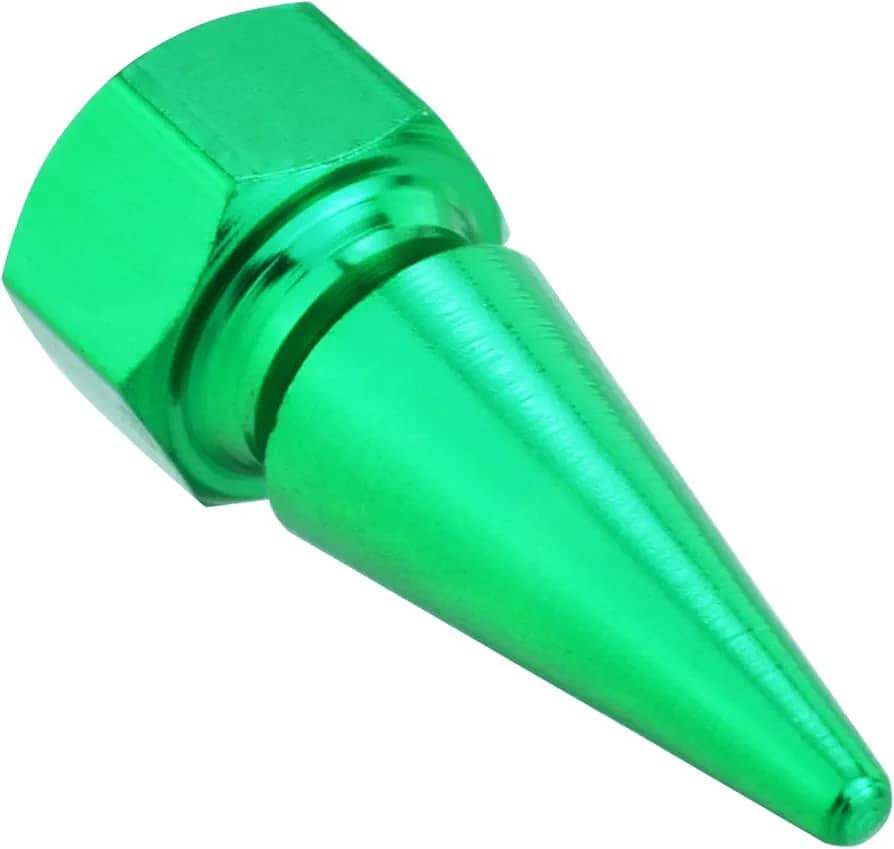 SET 4 TAPAS DE VÁLVULAS UNIVERSAL TUNNING PARA AUTOS, MOTOS Y BICICLETAS 32MM COLOR VERDE - 2