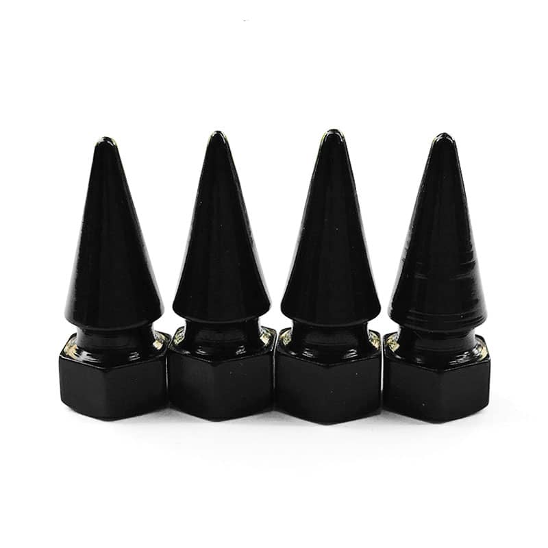 SET 4 TAPAS DE VÁLVULAS UNIVERSAL TUNNING PARA AUTOS, MOTOS Y BICICLETAS 32MM COLOR NEGRO - 1