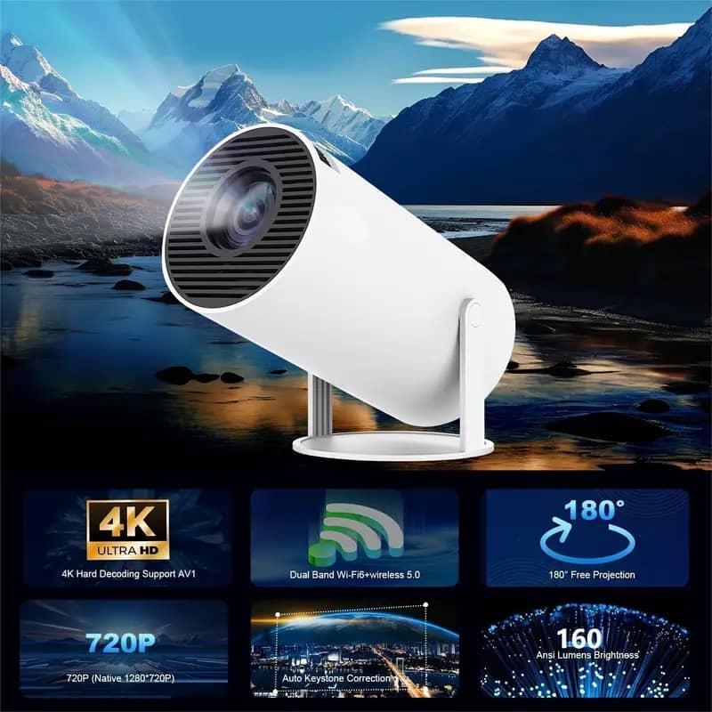 PROYECTOR PORTÁTIL 4K CINE EN CASA HY300 ANDROID, ALTAVOZ INTEGRADO, PROYECCIÓN AMPLIA DE 130 PULGA - 3