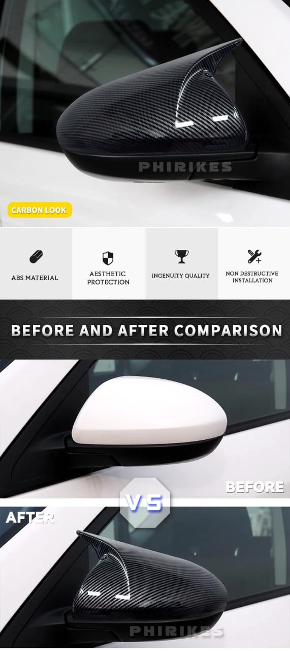 TAPAS ESPEJOS CARBONO PARA HYUNDAI ELANTRA 2017-18 / ACCENT 2018-23  I30 2017 A 2023 SIN INTERMITENT - 7