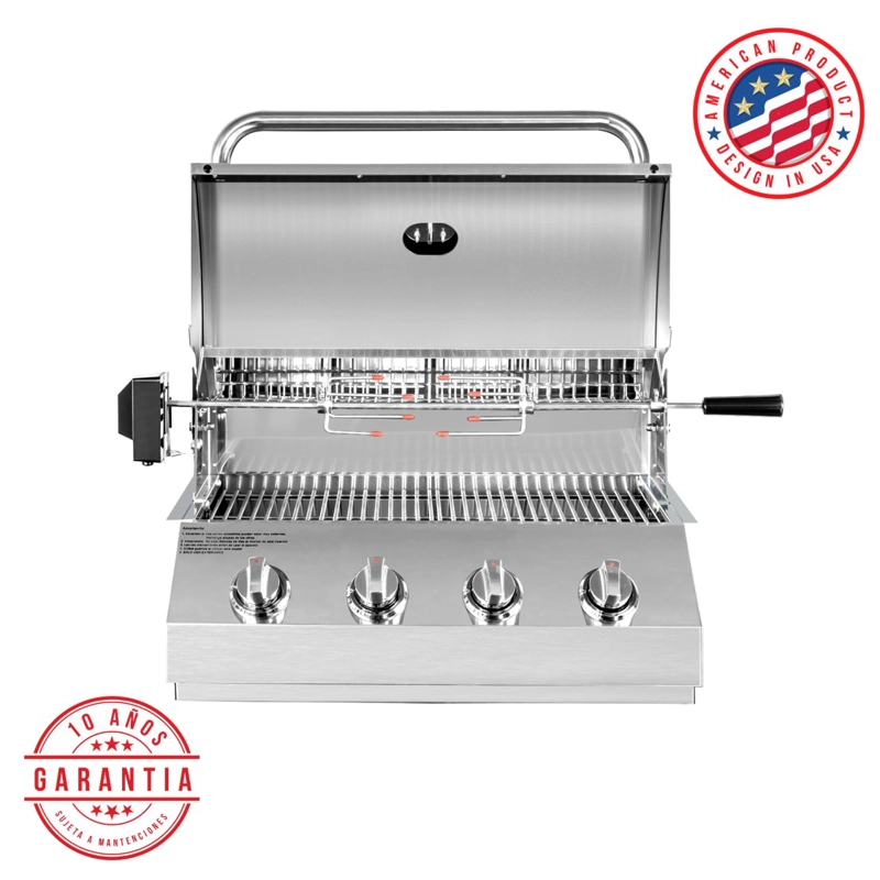 PARRILLA A GAS EMPOTRADA KINGGRILL 4 QUEMADORES + SPIEDO CON MOTOR® - 1