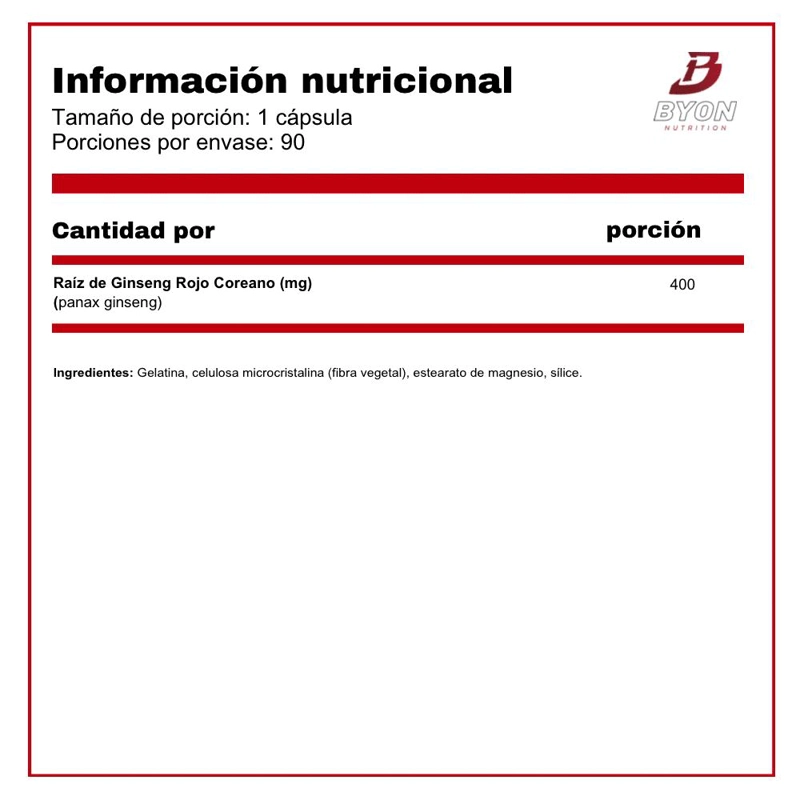 GINSENG ROJO COREANO 400 MG 90 CAPSULAS - 2
