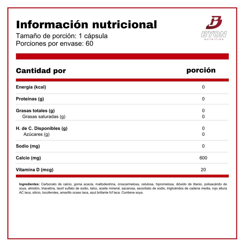 CALCIO 600 MG + VITAMINA D3 60 CAPS - 2