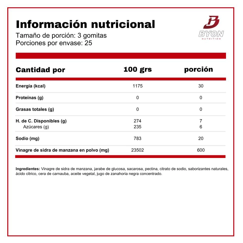 VINAGRE DE MANZANA 600 MG 75 GUMMIES - 2