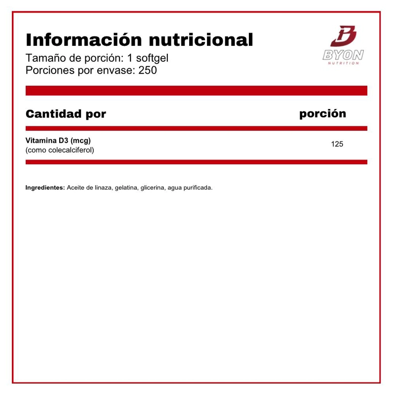 VITAMINA D3 5000UI 250 SOFTGELS - 2