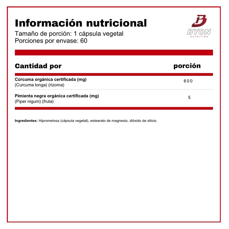 TURMERIC CURCUMA + BLACK PEPPER 60 CAPSULAS - 2