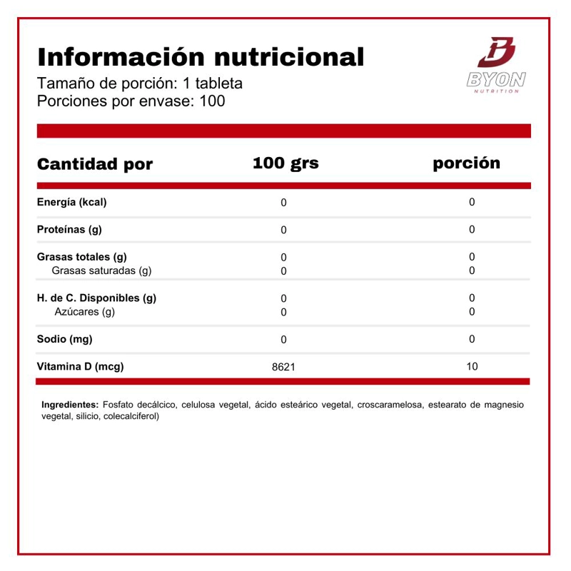VITAMINA D3 400IU 100 TABLETAS - 2
