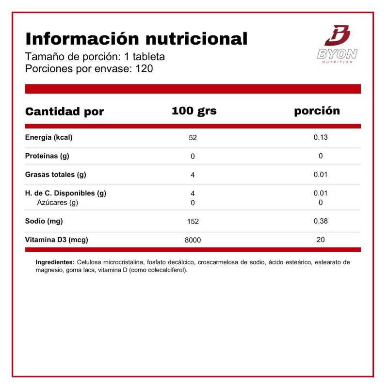 VITAMINA D3 800UI 120 TABLETAS - 2