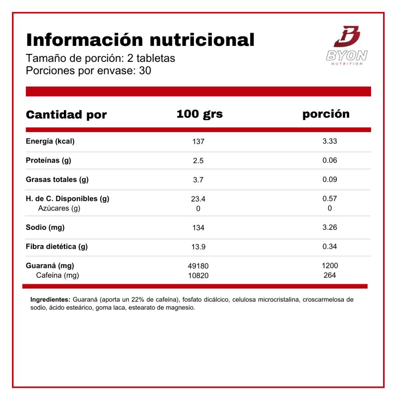 GUARANA 1200MG 60 TABLETAS - 2