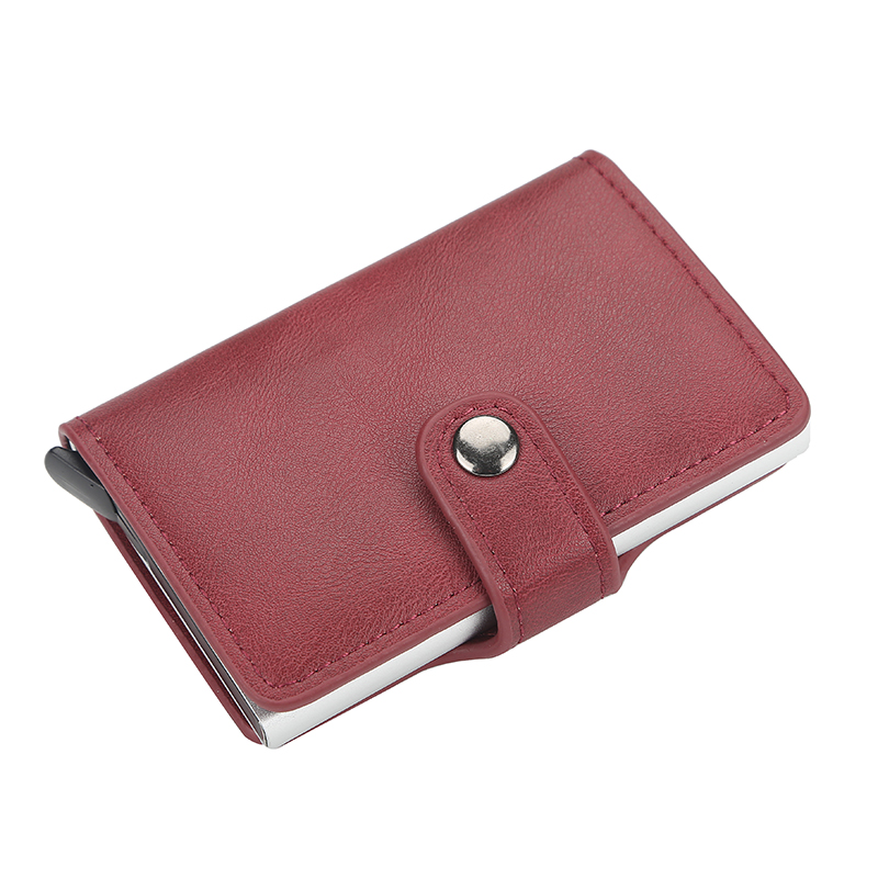 BILLETERA TARJETERO CUERO PU MINIMALISTA HOMBRE MUJER RFID - 1