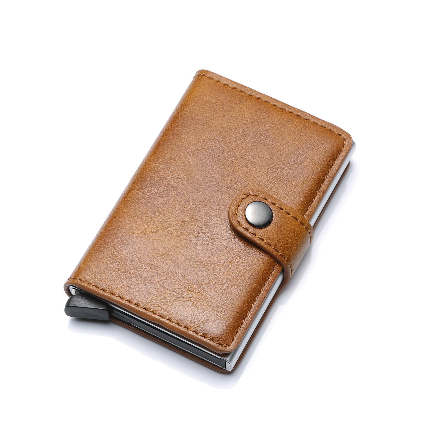 BILLETERA TARJETERO CUERO PU MINIMALISTA HOMBRE MUJER RFID - 1