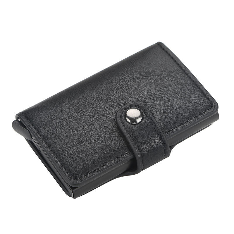 BILLETERA TARJETERO CUERO PU MINIMALISTA HOMBRE MUJER RFID - 1
