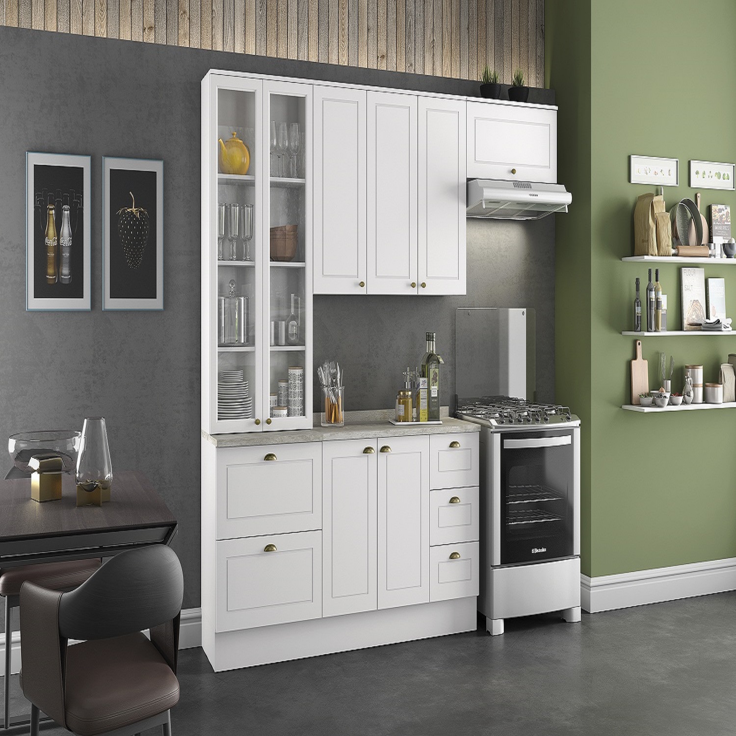 MUEBLE COCINA HOME MOBILI FERRARA MDP 1 PUERTA BLANCO AEREO BASCULANTE - 4