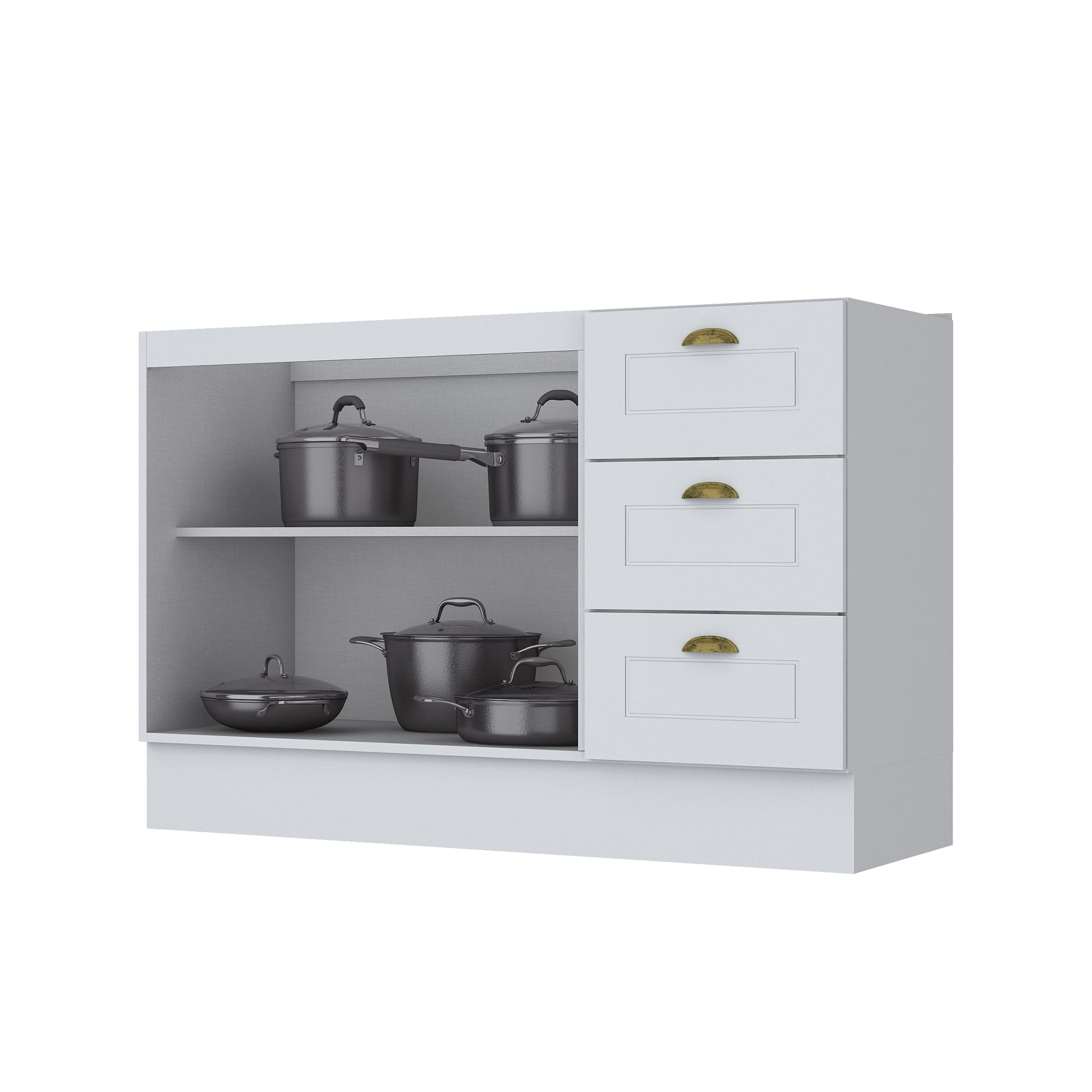 MUEBLE COCINA HOME MOBILI MDP 2 PUERTAS BLANCO BASE + 3 CAJON - 2