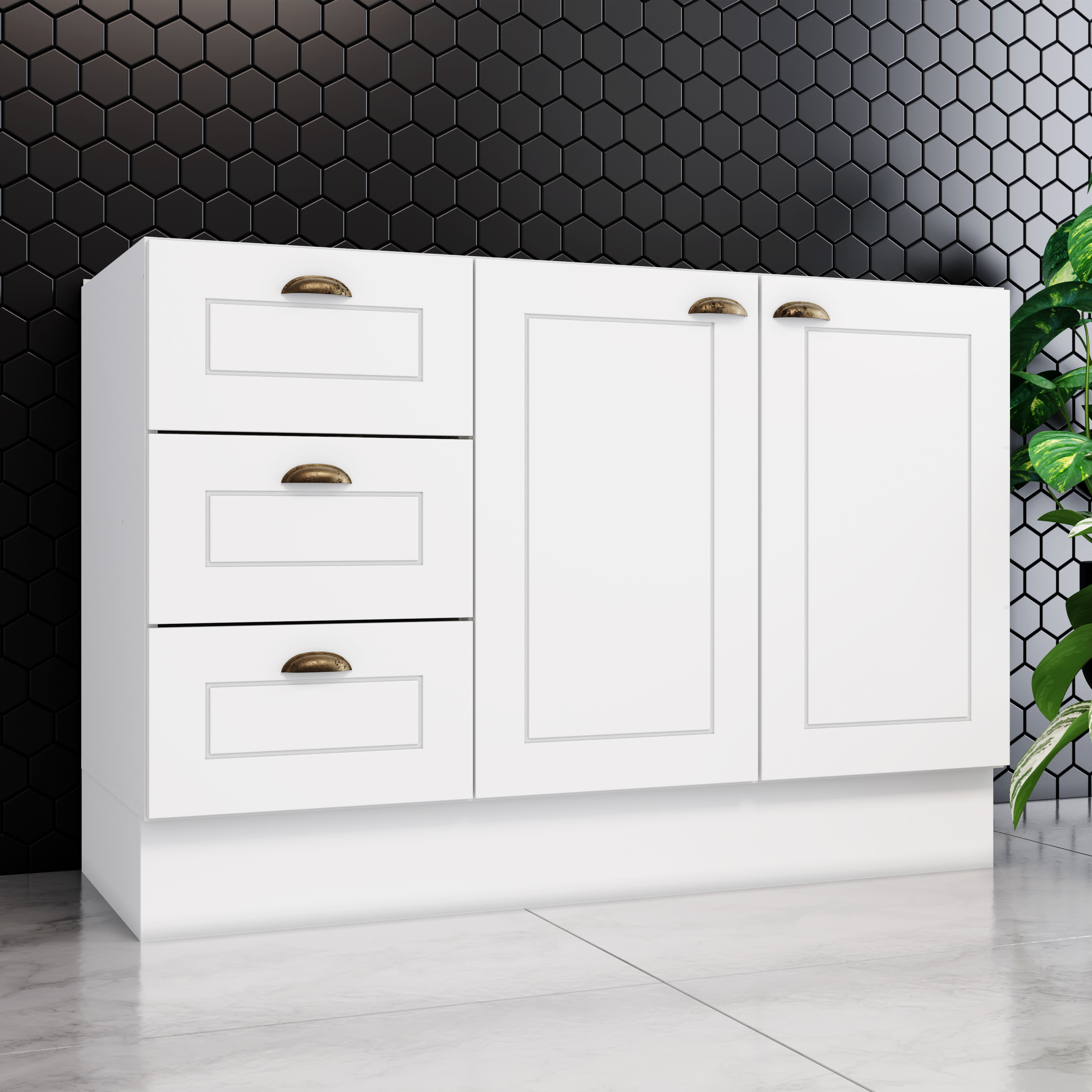 MUEBLE COCINA HOME MOBILI MDP 2 PUERTAS BLANCO BASE + 3 CAJON - 6