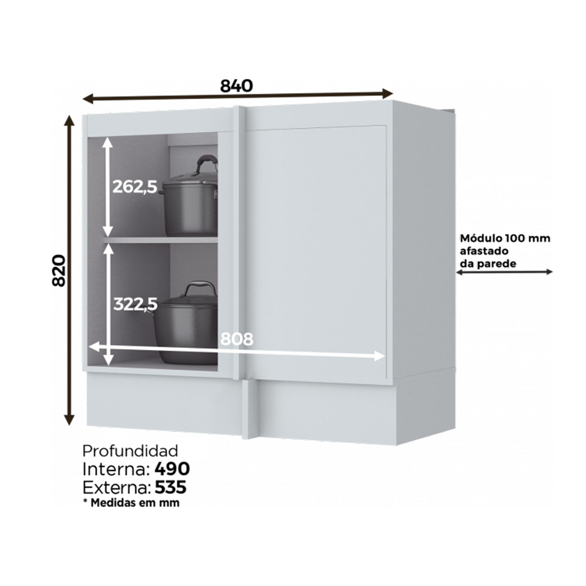 MUEBLE HOME MOBILI AMERICANA MDP 1 PUERTA BLANCO BASE COCINA - 3