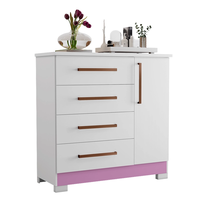 COMODA 4 CAJONES 1 PUERTA KIRA BLANCO/ROSA FLEX - 2