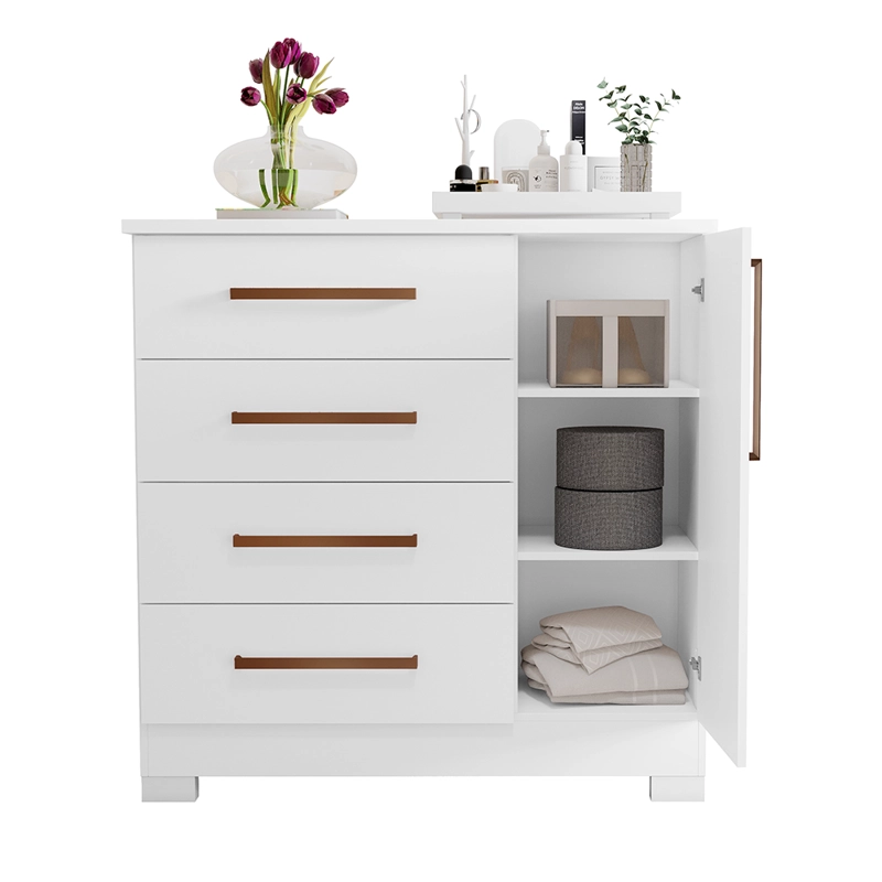 COMODA 4 CAJONES 1 PUERTA KIRA BLANCO/ROSA FLEX - 3