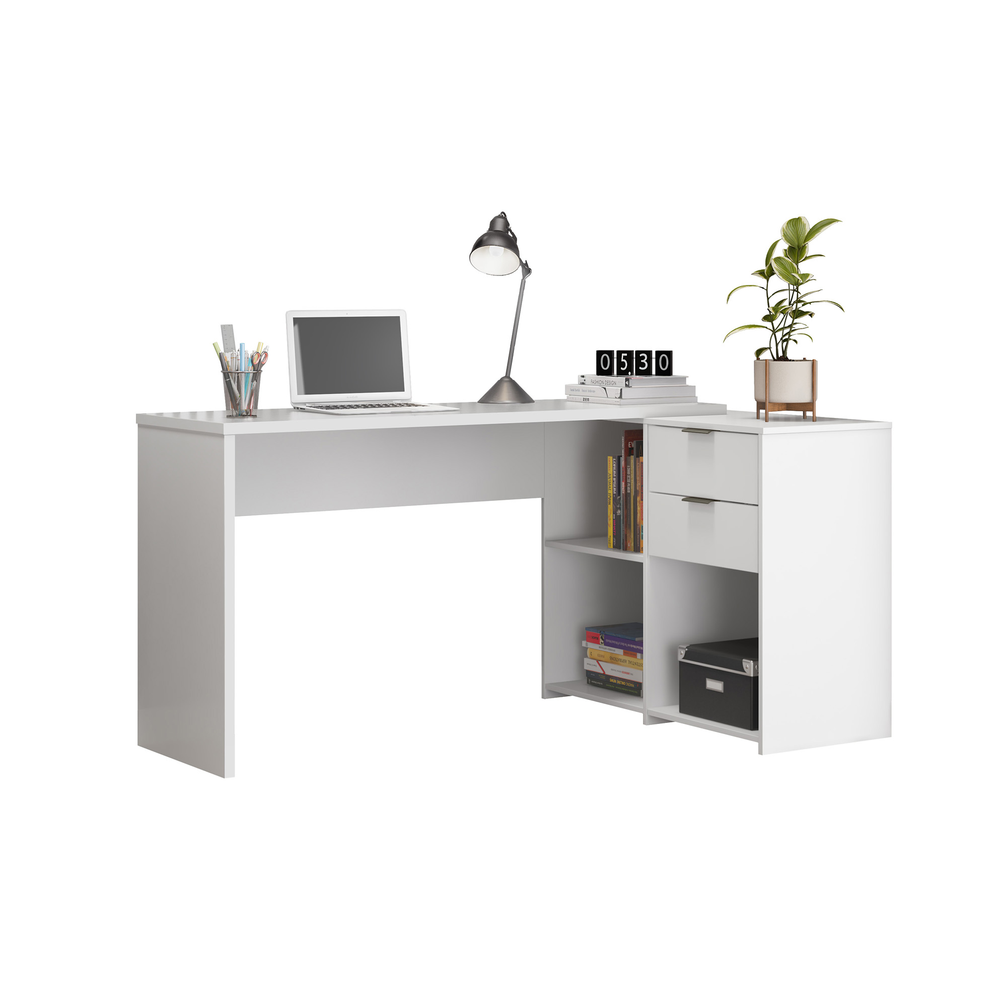 ESCRITORIO 2 CAJONES LOURDES BLANCO - 6