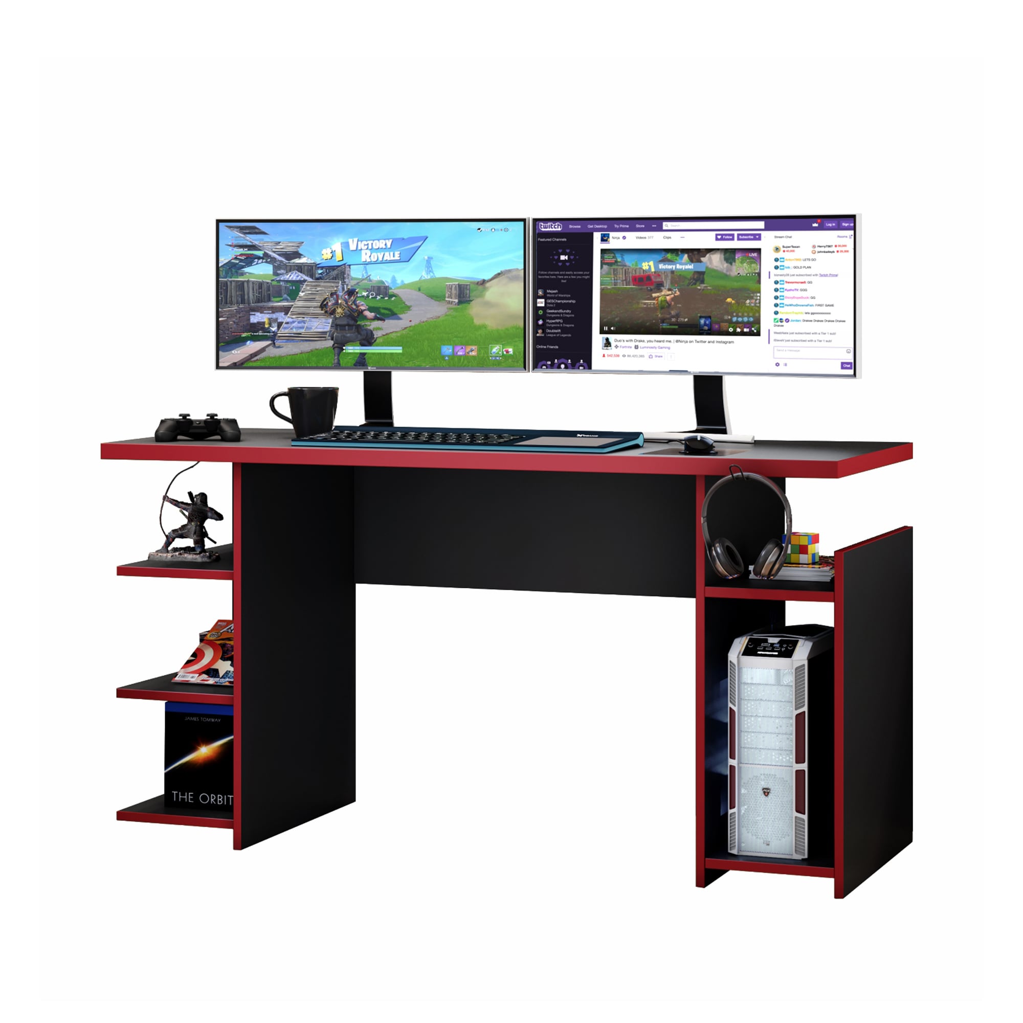 ESCRITORIO GAMER BOKU NEGRO/ROJO - 1