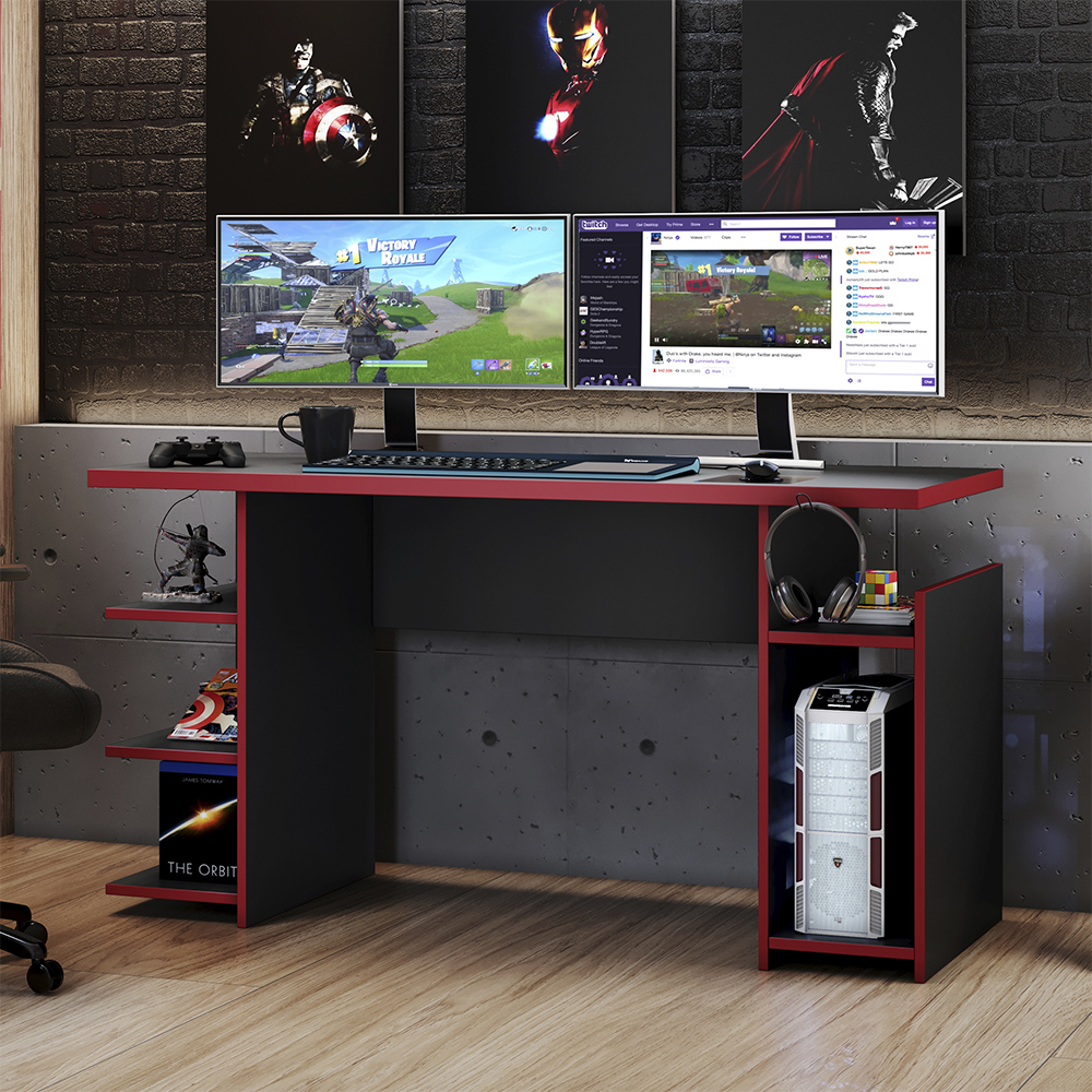 ESCRITORIO GAMER BOKU NEGRO/ROJO - 5