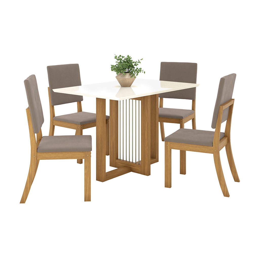 JUEGO DE COMEDOR 4 SILLAS HOME MOBILI ACAI CAFÉ - 1