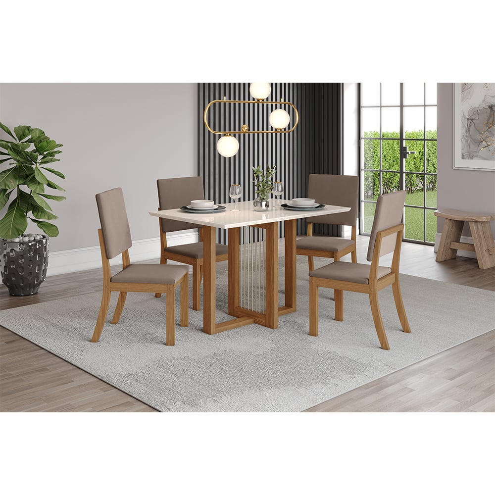 JUEGO DE COMEDOR 4 SILLAS HOME MOBILI ACAI CAFÉ - 5