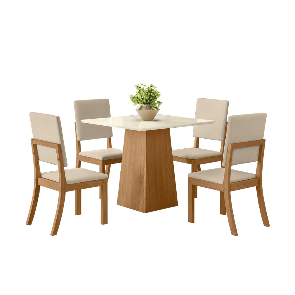 JUEGO DE COMEDOR 4 SILLAS HOME MOBILI BELI BLANCO - 1