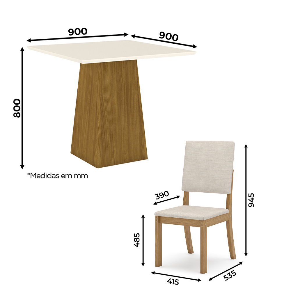 JUEGO DE COMEDOR 4 SILLAS HOME MOBILI BELI BLANCO - 4