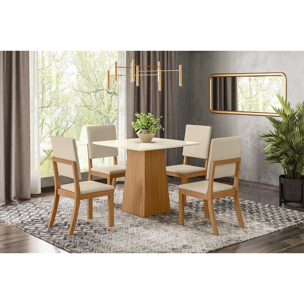JUEGO DE COMEDOR 4 SILLAS HOME MOBILI BELI BLANCO - 5