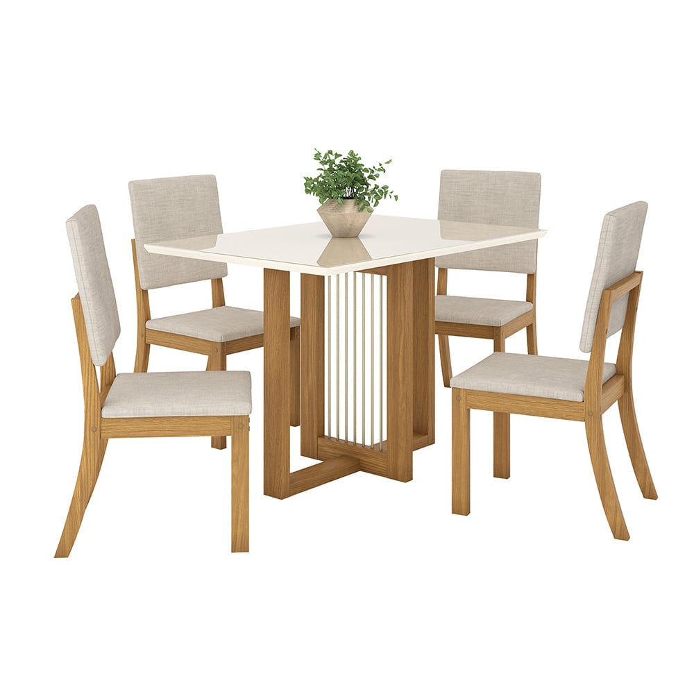 JUEGO DE COMEDOR 4 SILLAS HOME MOBILI ACAI BEIGE - 1